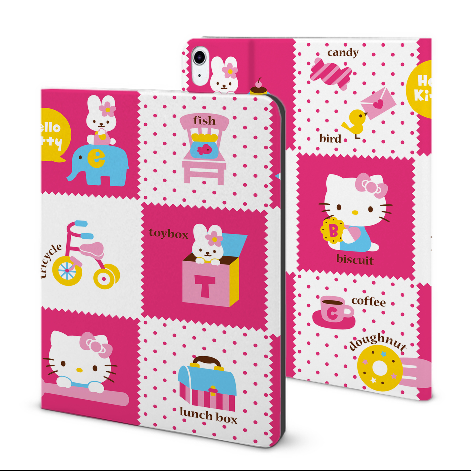 （画像用） Hello Kitty ハローキティ IPad ケース ブック型 PUレザー TPU 耐衝撃 軽量 薄型 ペン収納なし 全面保護 IPad 各モデル対応